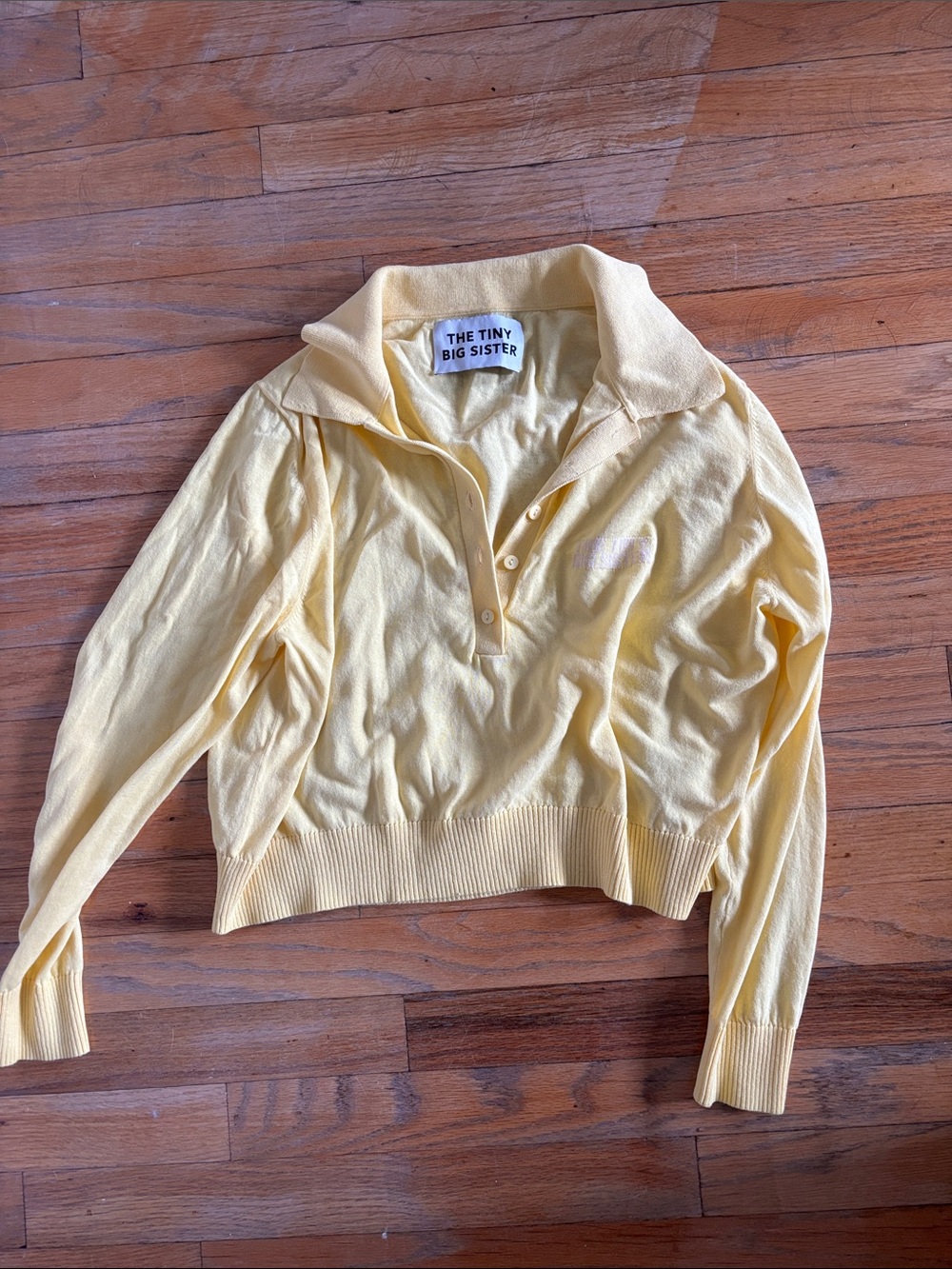 Tiny Big Sister Polo-Style Cropped Sweater